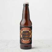 Vintager Lion Oak Barrel Personalisiert Brauerei B Bierflaschenetikett (Vorderseite)