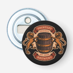 Vintager Lion Oak Barrel Personalisiert Brauerei B Flaschenöffner