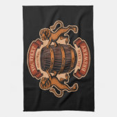 Vintager Lion Oak Barrel Personalisiert Brauerei B Geschirrtuch (Vertikal)