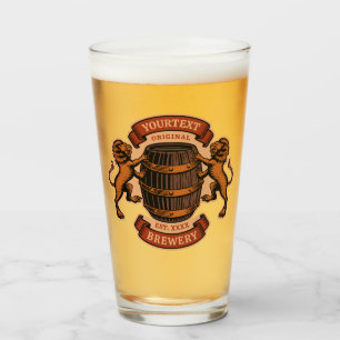 Vintager Lion Oak Barrel Personalisiert Brauerei B Glas
