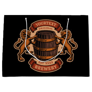Vintager Lion Oak Barrel Personalisiert Brauerei B Große Geschenktüte
