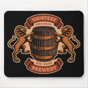 Vintager Lion Oak Barrel Personalisiert Brauerei B Mousepad