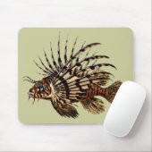 Vintager Lionfish-Kunst-Druck Mousepad (Mit Mouse)