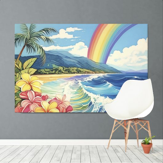 Vintager Lithographie Tropical XL Art Leinwanddruck