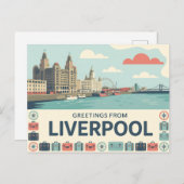 Vintager Liverpool Postkarte | Grüße aus (Vorne/Hinten)