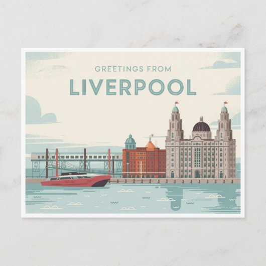 Vintager Liverpool Postkarte | Grüße aus (Vorderseite)