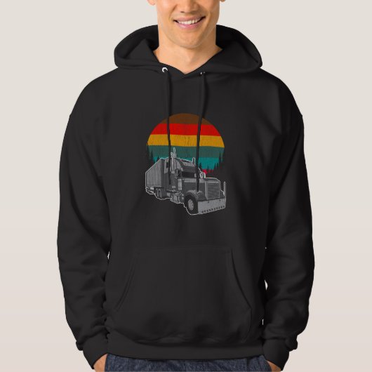 Vintager LKW-Anhänger Retro-Sonnenuntergang Hoodie (Vorderseite)