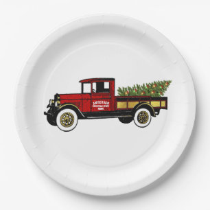 Vintager LKW-Bauernhof Pappteller