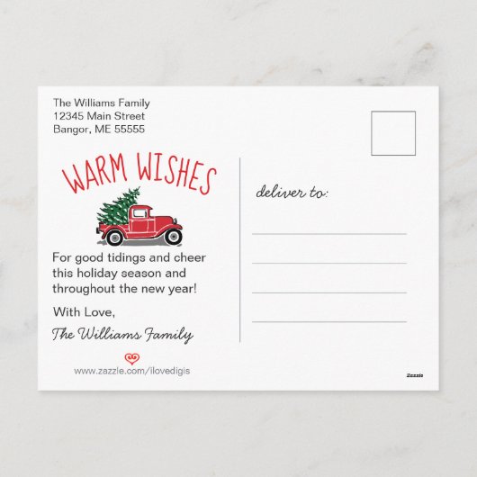 Vintager LKW Buffalo Karierter Urlaub Postkarte (Rückseite)