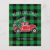 Vintager LKW Buffalo Karierter Urlaub Postkarte (Vorderseite)