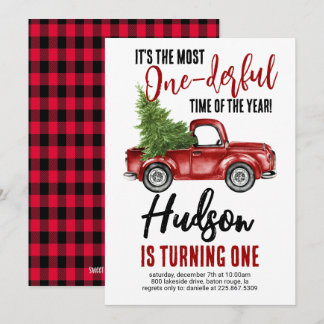 Vintager LKW Eins Geburtstag Einladung