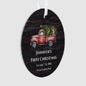 Vintager Lkw Erste Weihnachtsfeier mit Geburtsstat Ornament (Vorderseite)