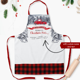 Vintager LKW, frisch geschnittene Bäume, Rotes Buf Schürze