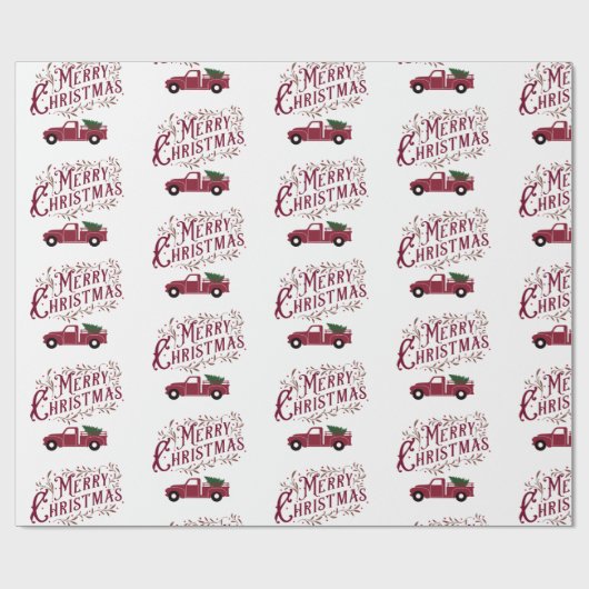 Vintager LKW Frohe Weihnachten Geschenkpapier (Flach)