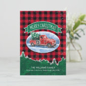 Vintager Lkw Frohe Weihnachtsreise Ankündigung (Stehend Vorderseite)