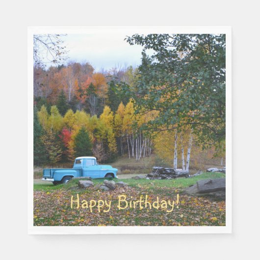Vintager LKW Happy Birthday Serviette (Vorderseite)