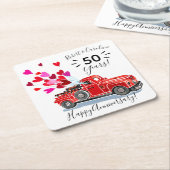 Vintager Lkw-Herz-Jubiläumsnamen Rechteckiger Pappuntersetzer (angewinkelt)