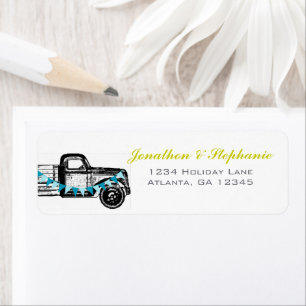 Vintager LKW - Hitched Wedding Labels