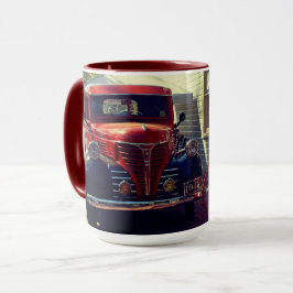 Vintager LKW in der Rustikalen Tankstelle Tasse