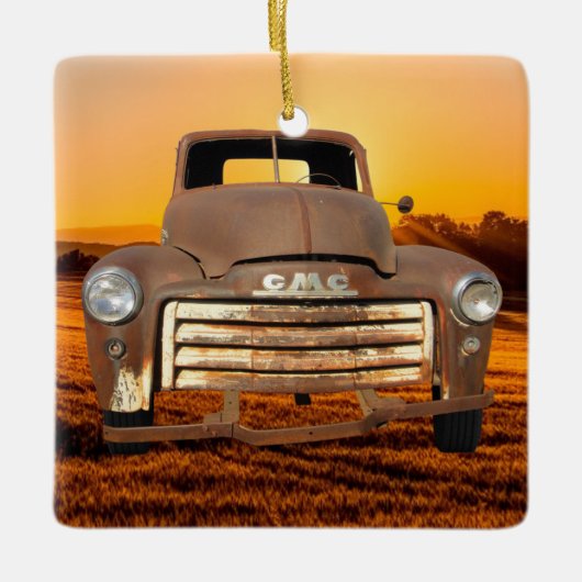 Vintager LKW-LKW-LKW Keramikornament (Vorderseite)