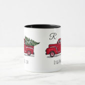 Vintager LKW mit Baummonogramm roter Zoll Tasse (Zentrum)