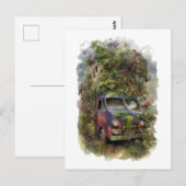 Vintager LKW mit Blume Postkarte (Vorne/Hinten)