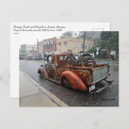 Vintager LKW mit Fahrrad / Jerome, Arizona Postkarte (Vorne/Hinten)