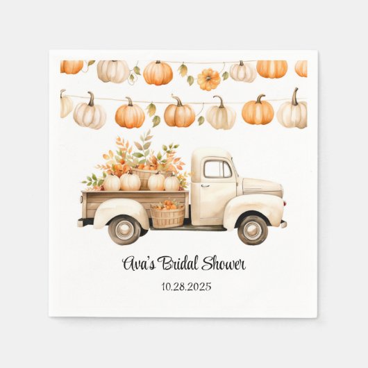 Vintager LKW mit Pumpkins-Brautparty Serviette (Vorderseite)