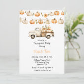 Vintager LKW mit Pumpkins Engagement Party Einladung (Stehend Vorderseite)