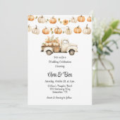 Vintager LKW mit Pumpkins Hochzeitsfeier Einladung (Stehend Vorderseite)