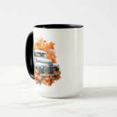 Vintager LKW mit Pumpkins und Herbstleaves Tasse (Vorderseite Links)