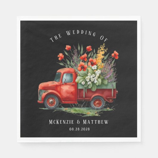 Vintager LKW mit roten Pflücken Serviette (Vorderseite)