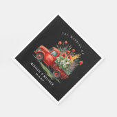 Vintager LKW mit roten Pflücken Serviette (Ecke)