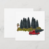 Vintager LKW mit Weihnachtsbaum Einladung (Vorne/Hinten)
