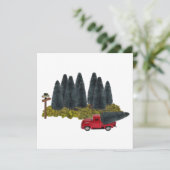 Vintager LKW mit Weihnachtsbaum Einladung (Stehend Vorderseite)