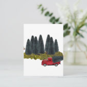 Vintager LKW mit Weihnachtsbaum Postkarte (Stehend Vorderseite)