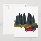Vintager LKW mit Weihnachtsbaum Postkarte (Vorne/Hinten)