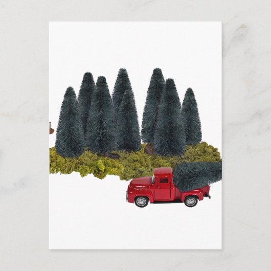 Vintager LKW mit Weihnachtsbaum Postkarte (Vorderseite)