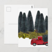 Vintager LKW mit Weihnachtsbaum Postkarte (Vorne/Hinten)