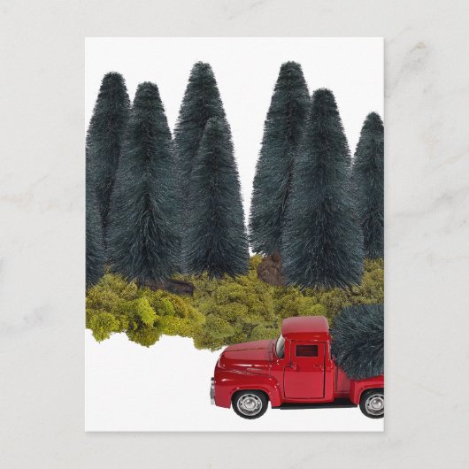Vintager LKW mit Weihnachtsbaum Postkarte (Vorderseite)
