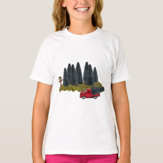 Vintager LKW mit Weihnachtsbaum T-Shirt