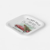 Vintager LKW mit Weihnachtsbaumfarm Frisch Pappteller (Gewinkelt)