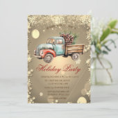 Vintager LKW Pine Cones Stars Einladung (Stehend Vorderseite)