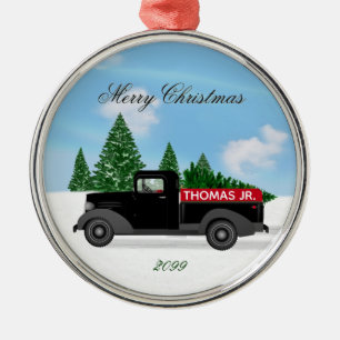 Vintager LKW Premium Runder Ornament Aus Metall
