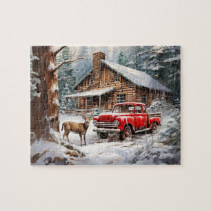 Vintager LKW-Puzzle im Winter Puzzle