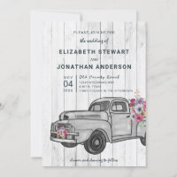 Vintager Lkw Rustic Wood Boho Hochzeitseinladung