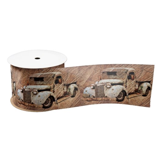 Vintager LKW Rustikales Holz Satinband (Spule)