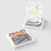 Vintager LKW-Sonnenuntergang Steinuntersetzer (Seitenansicht)