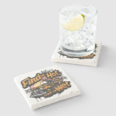 Vintager LKW-Sonnenuntergang Steinuntersetzer (Seitenansicht)