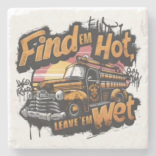 Vintager LKW-Sonnenuntergang Steinuntersetzer (Vorderseite)